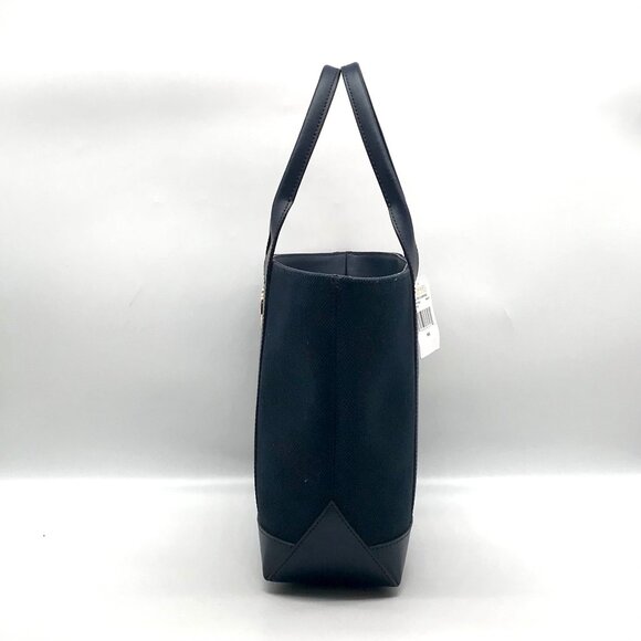 Michael Kors Navy Fulton Textured Canvas and Leather Trim Medium Tote - Picture 3 of 11